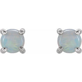 14K White 5 mm Natural White Opal Earrings
